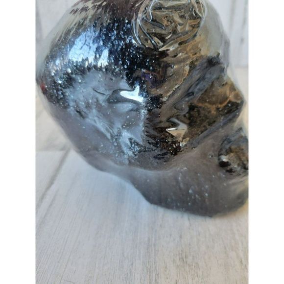 Glitter black skull Halloween shabby chic home decor new skeleton prop - Picture 2 of 6